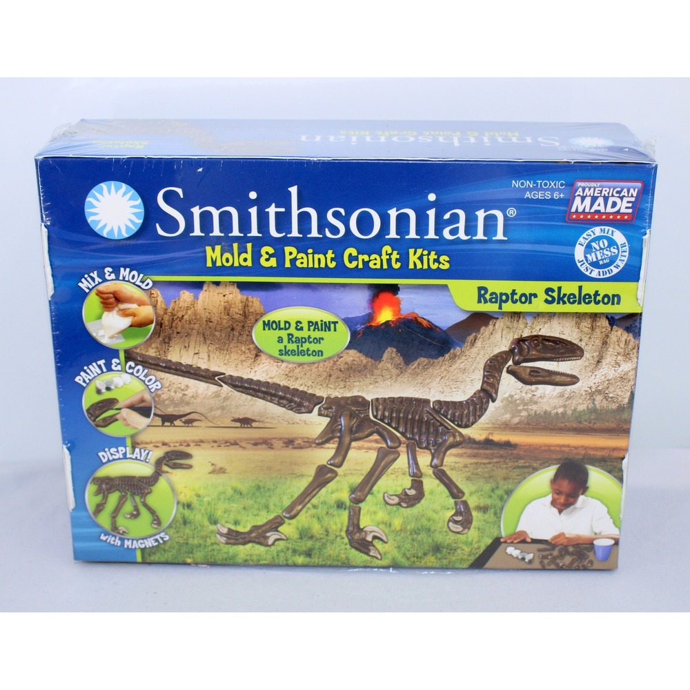 Smithsonian Mold and Paint Craft Kit Raptor Skeleton Dinosaur STEM Toy New - Picture 3 of 3